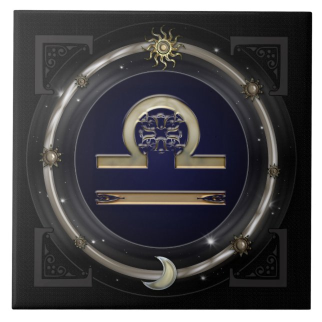Azulejo De Cerâmica Sinal do zodíaco do Libra (Frente)