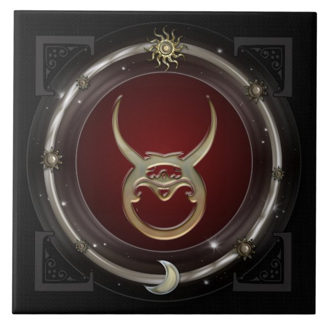 Azulejo De Cerâmica Sinal do zodíaco do Taurus (Frente)