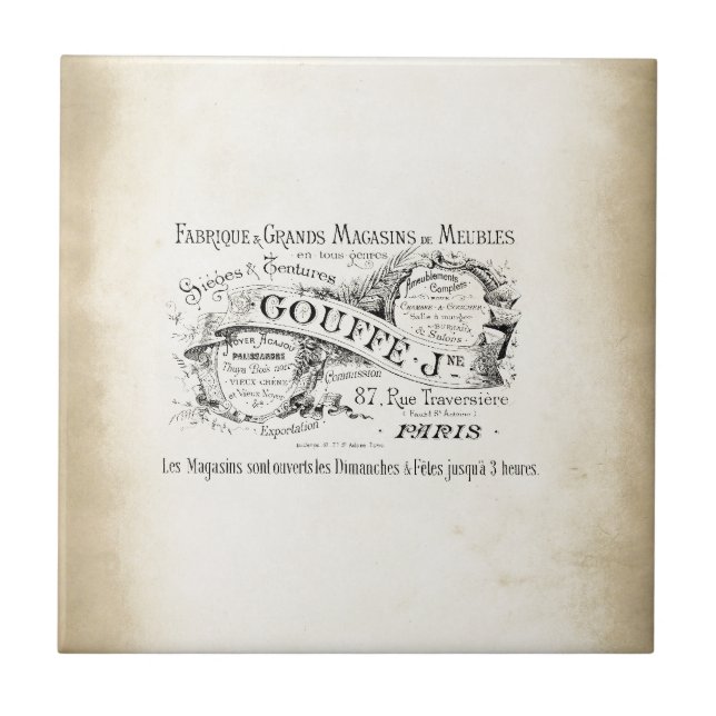 Azulejo De Cerâmica Sinal francês do armazém (Frente)