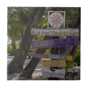 Azulejo De Cerâmica Sinal poste Rum Point Grand Cayman