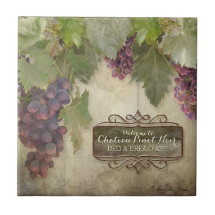 Azulejo De Cerâmica Sinal rústico personalizado do vinho da queda da