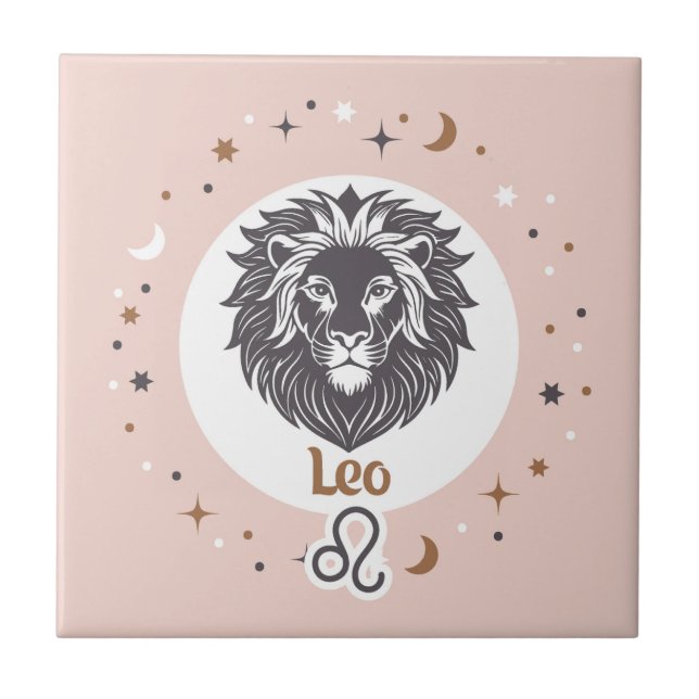 Azulejo De Cerâmica Sinal Zodiac Leo (Frente)