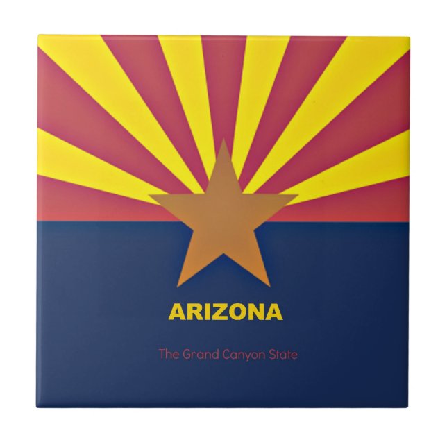 Azulejo De Cerâmica Sinalizador de arizona com slogan  (Frente)