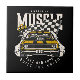 Azulejo De Cerâmica Sinalizador de Corrida Muscular Americana Vintage