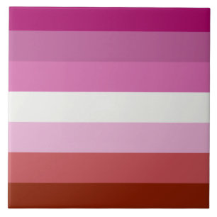 Azulejo De Cerâmica Sinalizador do Orgulho Lésbico Rosa