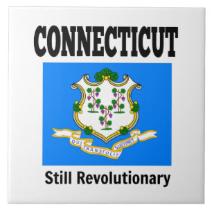 Azulejo De Cerâmica Sinalizador e lema de Connecticut