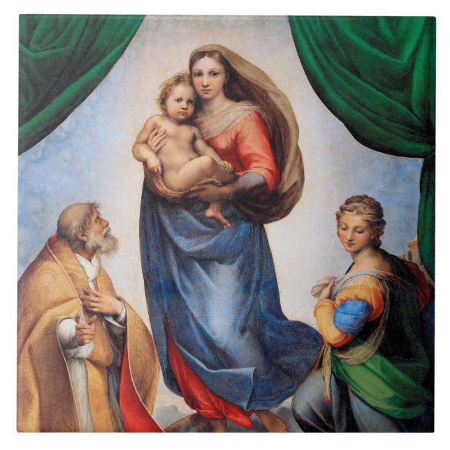 Azulejo De Cerâmica Sistine Madonna, Raphael (Frente)