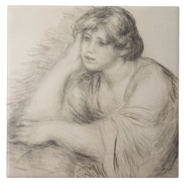 Azulejo De Cerâmica Sitting Girl (por Pierre-Auguste Renoir)