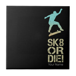 Azulejo De Cerâmica Sk8 Ou Morra! Olli Skater Vintage Para Skateboard