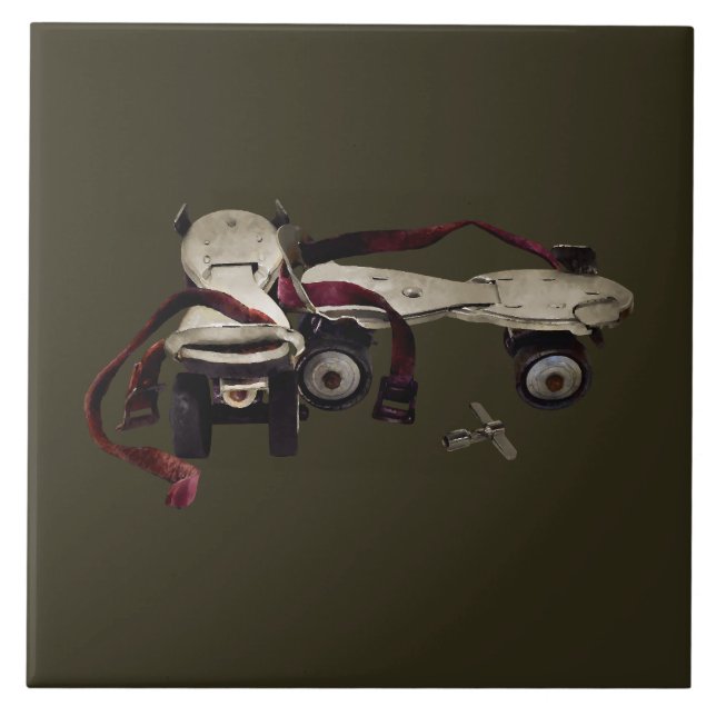 Azulejo De Cerâmica Skates com cilindro metálico com chave (Frente)