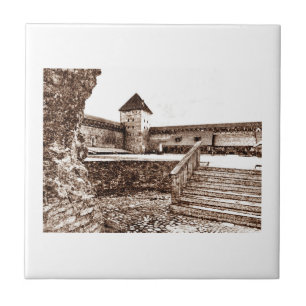 Azulejo De Cerâmica Sketch do Castelo de Arquitetura Antiga