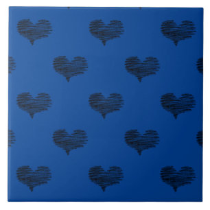 Azulejo De Cerâmica Sketch do Dia de os namorados Black Heart