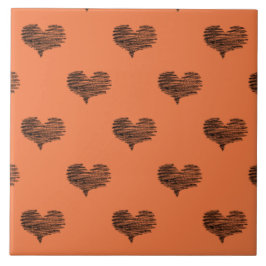 Azulejo De Cerâmica Sketch do Dia de os namorados Black Heart