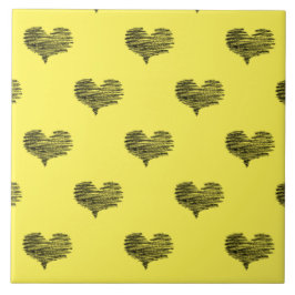 Azulejo De Cerâmica Sketch do Dia de os namorados Black Heart