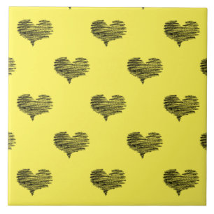 Azulejo De Cerâmica Sketch do Dia de os namorados Black Heart