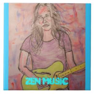 Azulejo De Cerâmica Sketch Live Zen Music Girl