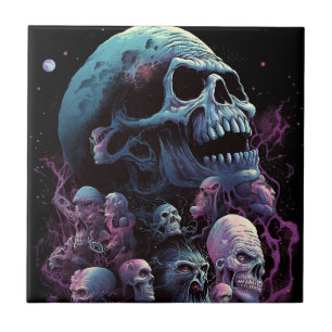 Azulejo De Cerâmica Skulls Monstros Horror Art