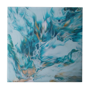 Azulejo De Cerâmica Sky blue and Ocean Green Abstract Painting
