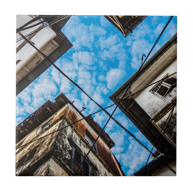 Azulejo De Cerâmica Sky Over Stonetown, Zanzibar (Frente)