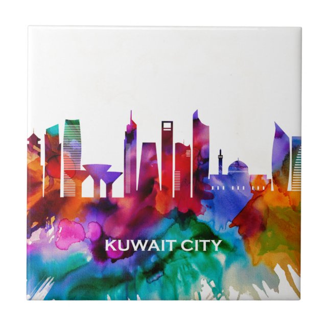 Azulejo De Cerâmica Skyline Cidade do Kuwait (Frente)