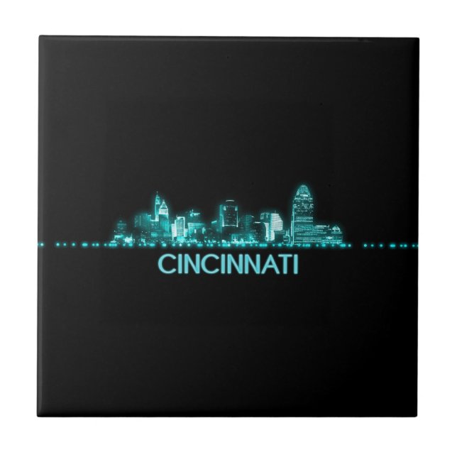 Azulejo De Cerâmica Skyline Cincinnati (Frente)