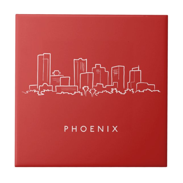 Azulejo De Cerâmica Skyline da arizona de Phoenix (Frente)