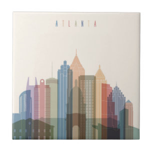 Azulejo De Cerâmica Skyline da cidade de Atlanta, Geórgia  