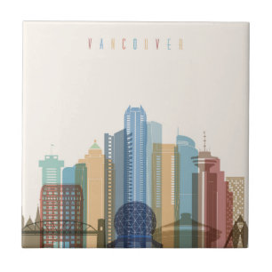 Azulejo De Cerâmica Skyline da cidade de Vancôver, Canadá
