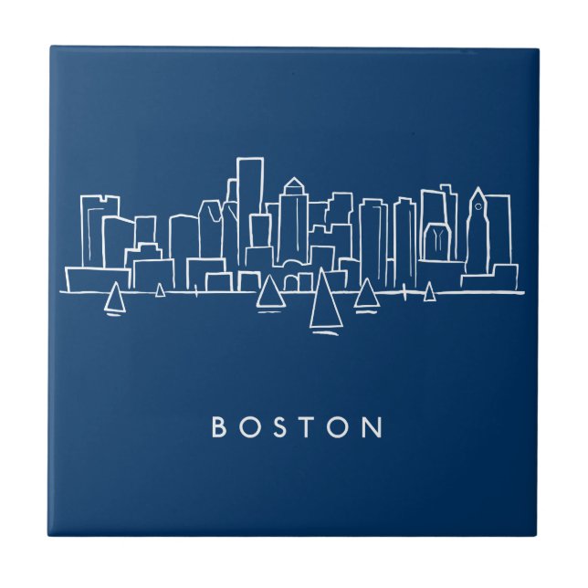 Azulejo De Cerâmica Skyline de Boston (Frente)