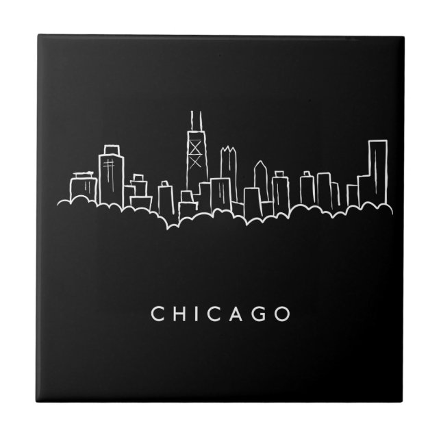 Azulejo De Cerâmica Skyline de Chicago (Frente)