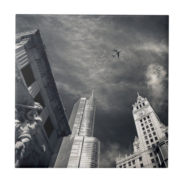 Azulejo De Cerâmica Skyline de Chicago (Frente)
