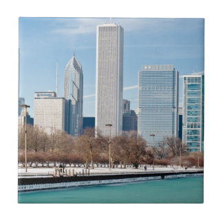 Azulejo De Cerâmica Skyline de Chicago através do Lago Michigan