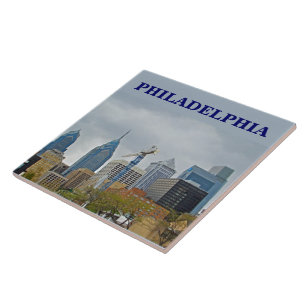 Azulejo De Cerâmica Skyline de Philadelphfia da caminhada do rio