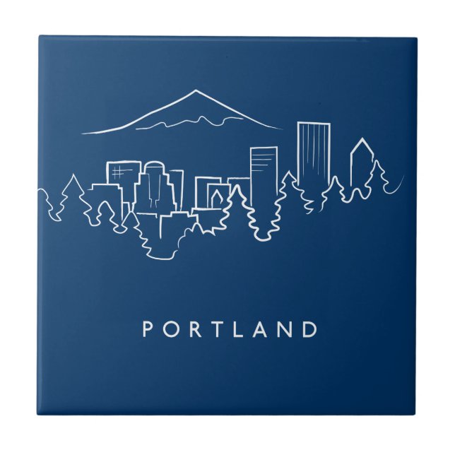 Azulejo De Cerâmica Skyline de Portland (Frente)