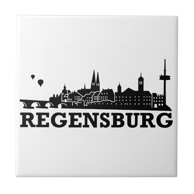 Azulejo De Cerâmica Skyline de Regensburg (Frente)