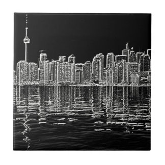 Azulejo De Cerâmica Skyline de Toronto em preto e branco