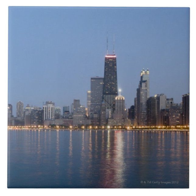 Azulejo De Cerâmica Skyline do centro de Chicago (Frente)