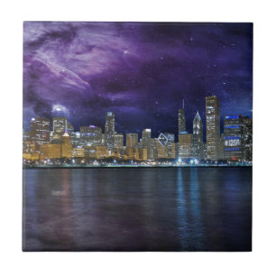 Azulejo De Cerâmica Skyline do Spacey Chicago
