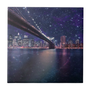 Azulejo De Cerâmica Skyline do Spacey Manhattan