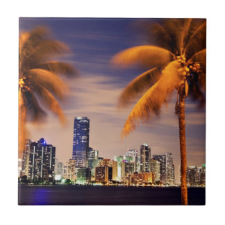 Azulejo De Cerâmica Skyline dos EUA, Florida, Miami no crepúsculo