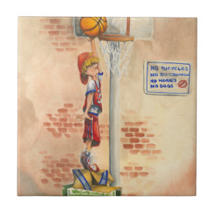 Azulejo De Cerâmica Slam Dunk, em Basquetebol Hoop, por Jay Throckmort
