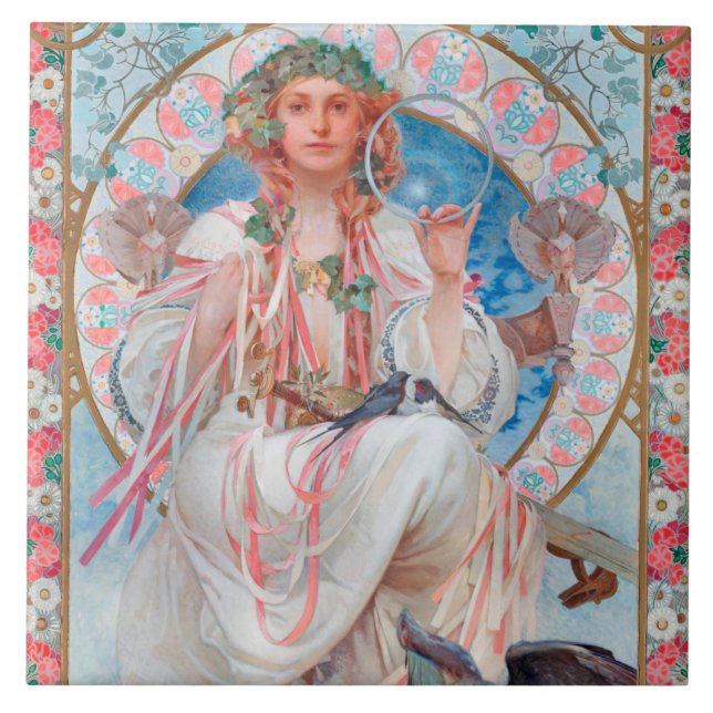 Azulejo De Cerâmica Slavia, Mucha (Frente)