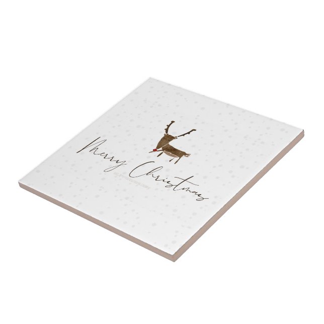 Azulejo De Cerâmica SlipperyJoe Merry Christmas rendeer red-nose (Lateral)