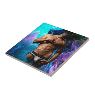 Azulejo De Cerâmica SlipperyJoe's cueca masculina musculosa protuberân