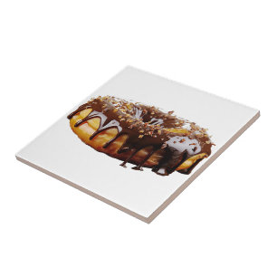Azulejo De Cerâmica SlipperyJoe's donut decadente coberto com uma espe