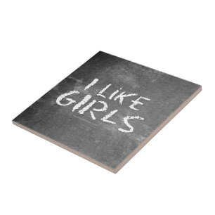Azulejo De Cerâmica SlipperyJoe's Eu Gosto de Garotas quadro-negro suj
