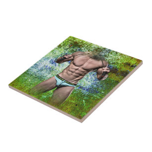 Azulejo De Cerâmica SlipperyJoe's homem adulto altamente musculoso sem