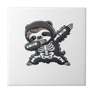 Azulejo De Cerâmica Sloth Halloween Skeleton Kids Women Men Sloth Clas