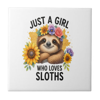 Azulejo De Cerâmica Sloth Just a Girl Who Loves Sloth