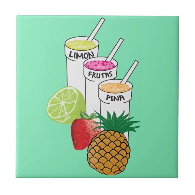 Azulejo De Cerâmica Smoothie da fruta do verão (Frente)